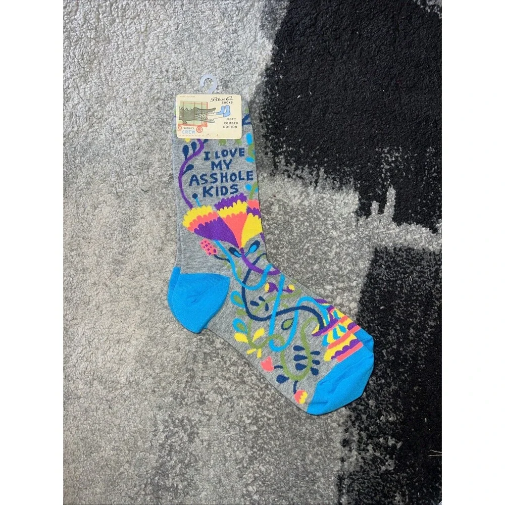 BlueQ 'I LOVE MY KIDS’ Women's Crew Socks Size 5-10 NWT